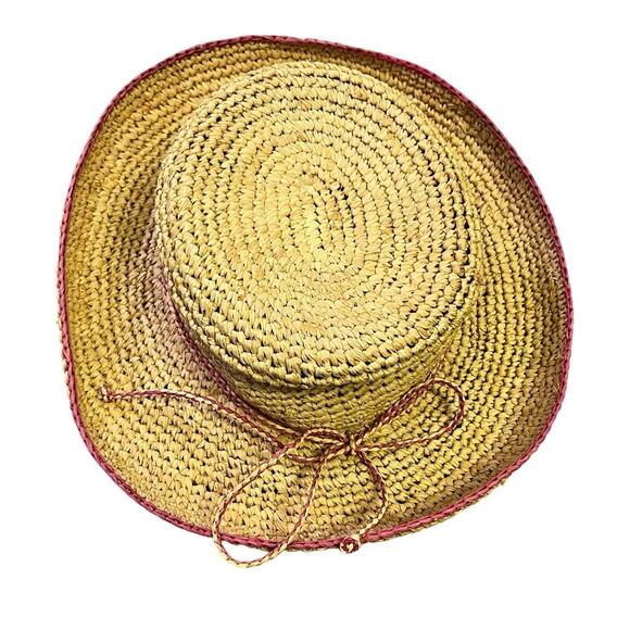 Scala Women’s Natural Fibers Straw Hat Natural/Pink Summer Casual Sun Protection - Picture 1 of 8